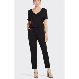 Michael Stars Short Sleeve Jersey Jumpsuit Black XS